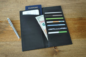 Leather Travel Wallet Large - Soft Calf - Onyx Black - Borlino