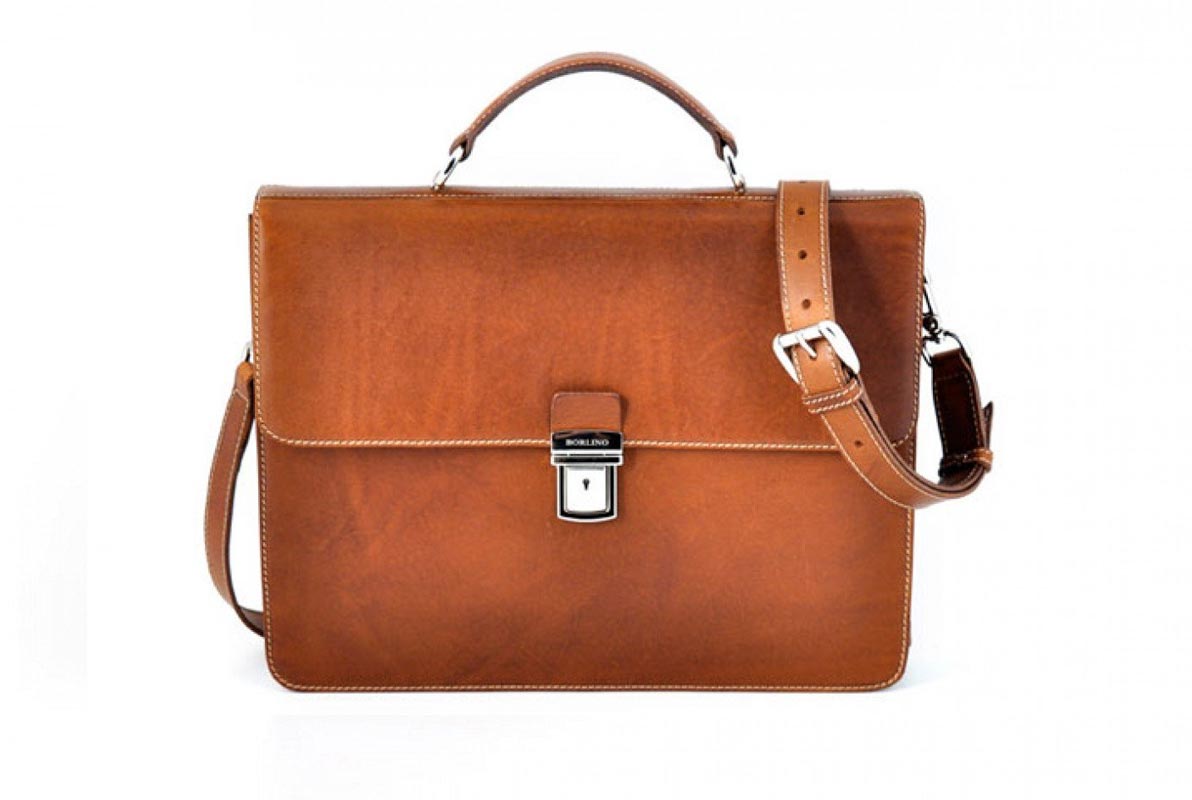 Leather Briefcase - The Forza - Ultra Slim - Terra - Borlino