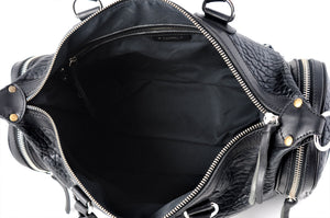 Leather Duffel - One-Night-Stand - Buffalo Onyx Black - This leather duffel bag is constructed of the finest Italian Buffalo and Vachetta leathers. It's perfect for weekend trips that securely fits in the plane overhead or under your seat or a short trip to the gym. 