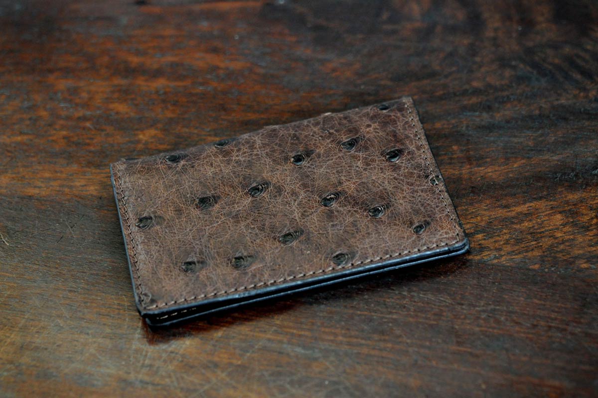 Ostrich Business Card / Credit Card Wallet - Wine - Borlino