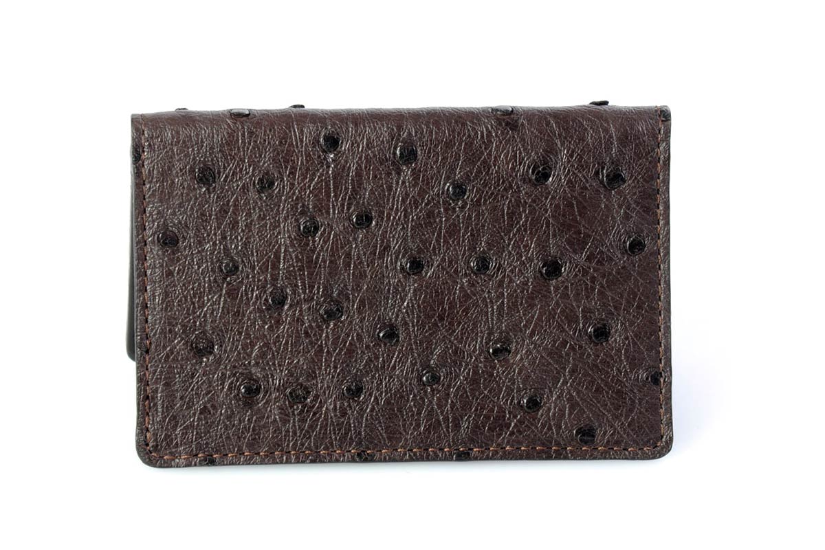 Ostrich Business Card / Credit Card Case - Walnut Brown - Borlino
