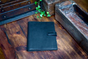Handmade Leather Magnetic Closure Padfolio - Onyx Black