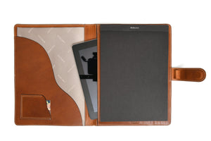 Handmade Leather Magnetic Closure Padfolio - Terra Tan