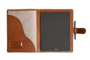 Handmade Leather Magnetic Closure Padfolio - Terra Tan