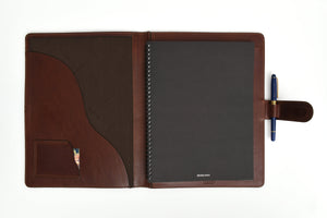 Handmade Leather Magnetic Closure Padfolio - Walnut Brown