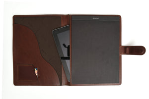 Handmade Leather Magnetic Closure Padfolio - Walnut Brown
