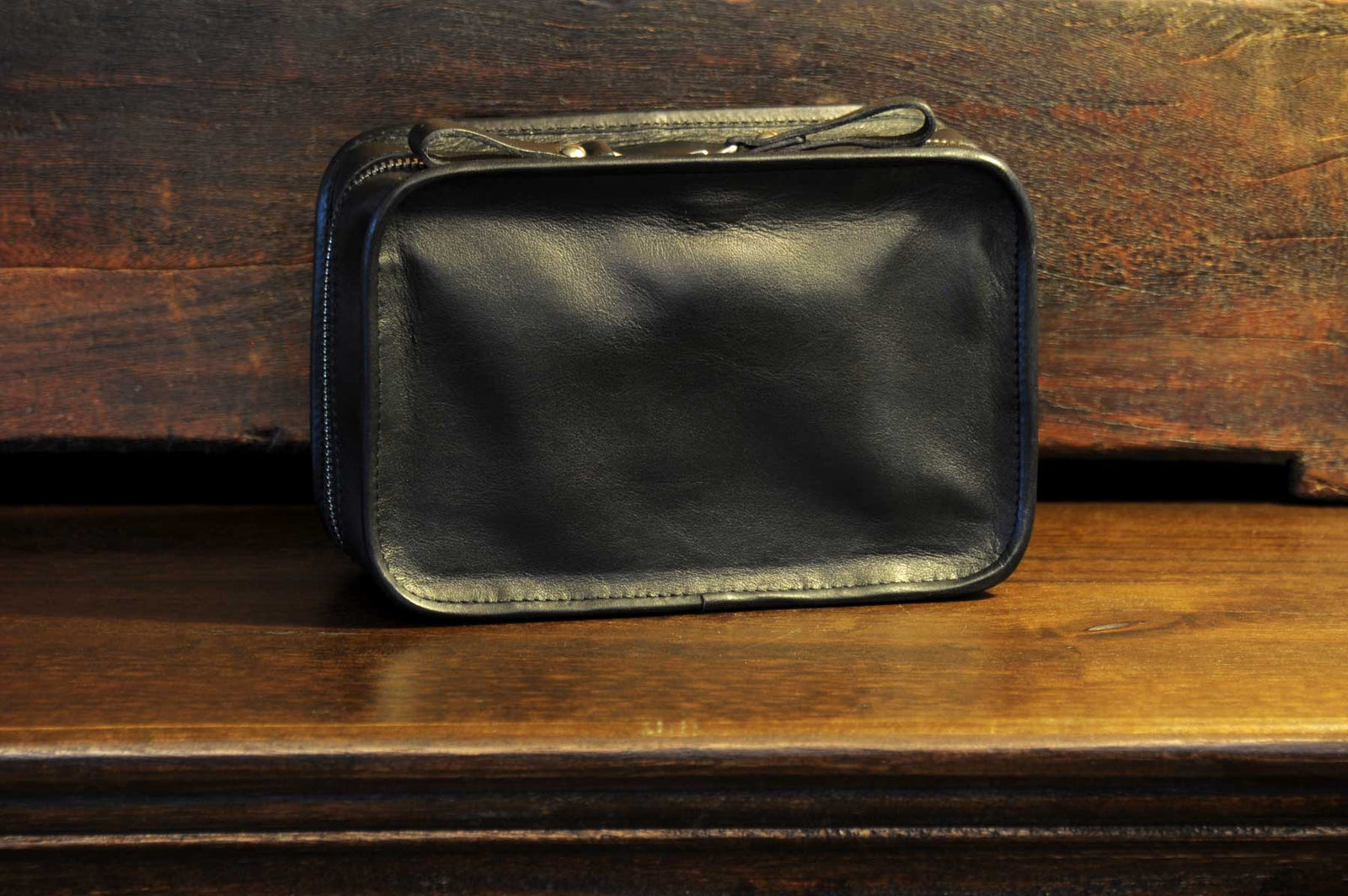 Tech Case - Handmade Calf Leather Carryall - Onyx Black - Borlino