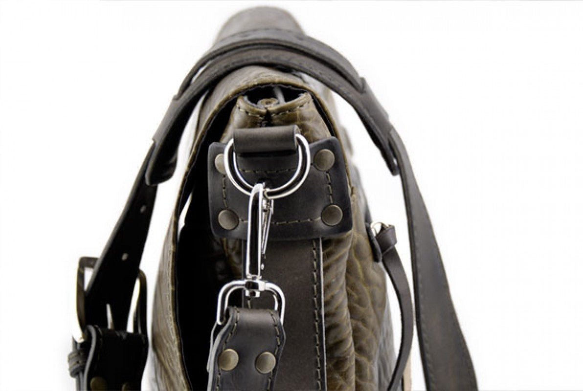 borlino leather backpack Messenger Bag - Buffalo Leather Messenger Bag - Moss