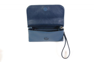 Handmade Italian Leather Clutch - Roma - Capri Blue