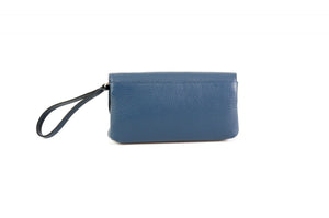 Handmade Italian Leather Clutch - Roma - Capri Blue