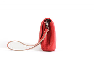 Clutch de cuero italiano hecho a mano - Roma - Rojo lava - Ribete natural