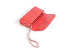 Clutch de cuero italiano hecho a mano - Roma - Rojo lava - Ribete natural