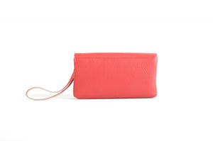 Clutch de cuero italiano hecho a mano - Roma - Rojo lava - Ribete natural