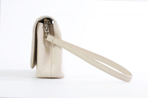 Handmade Italian Leather Clutch - Roma - Luna White