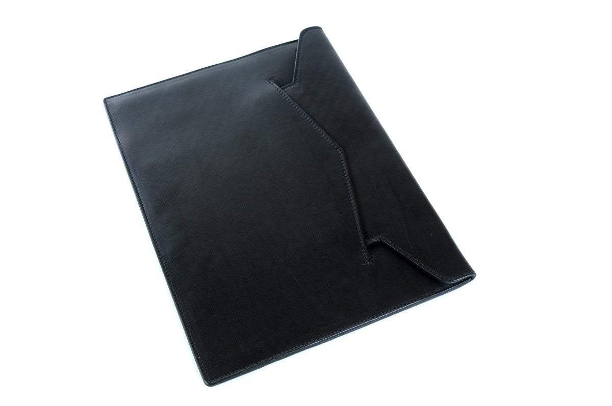 Leather Envelope Document Case - Onyx Black - Borlino