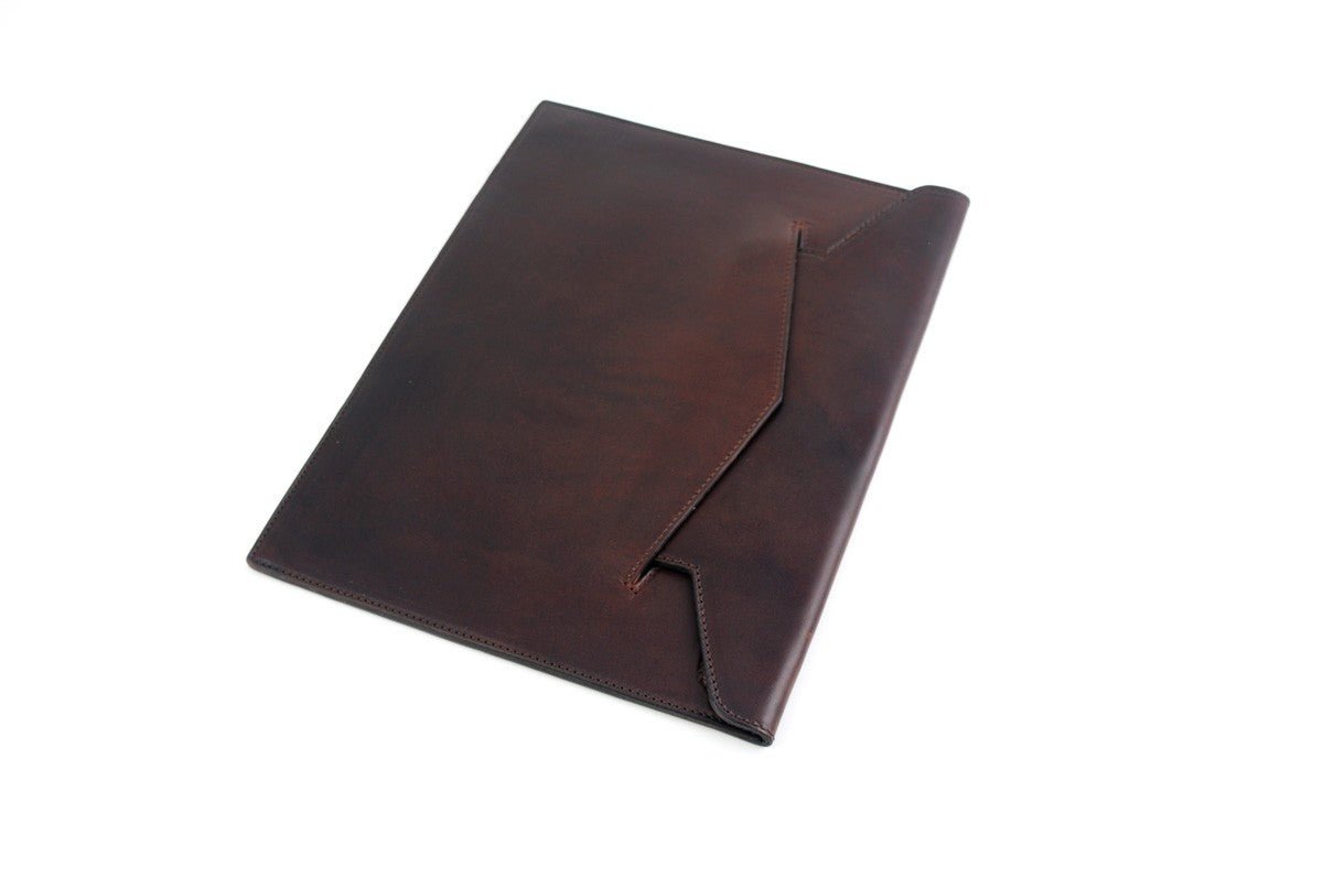 Leather Envelope Document Case - Walnut Brown - Borlino