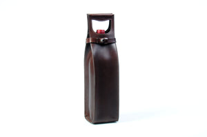 Italian Leather Wine Carrier - Vachetta Leathers - Walnut