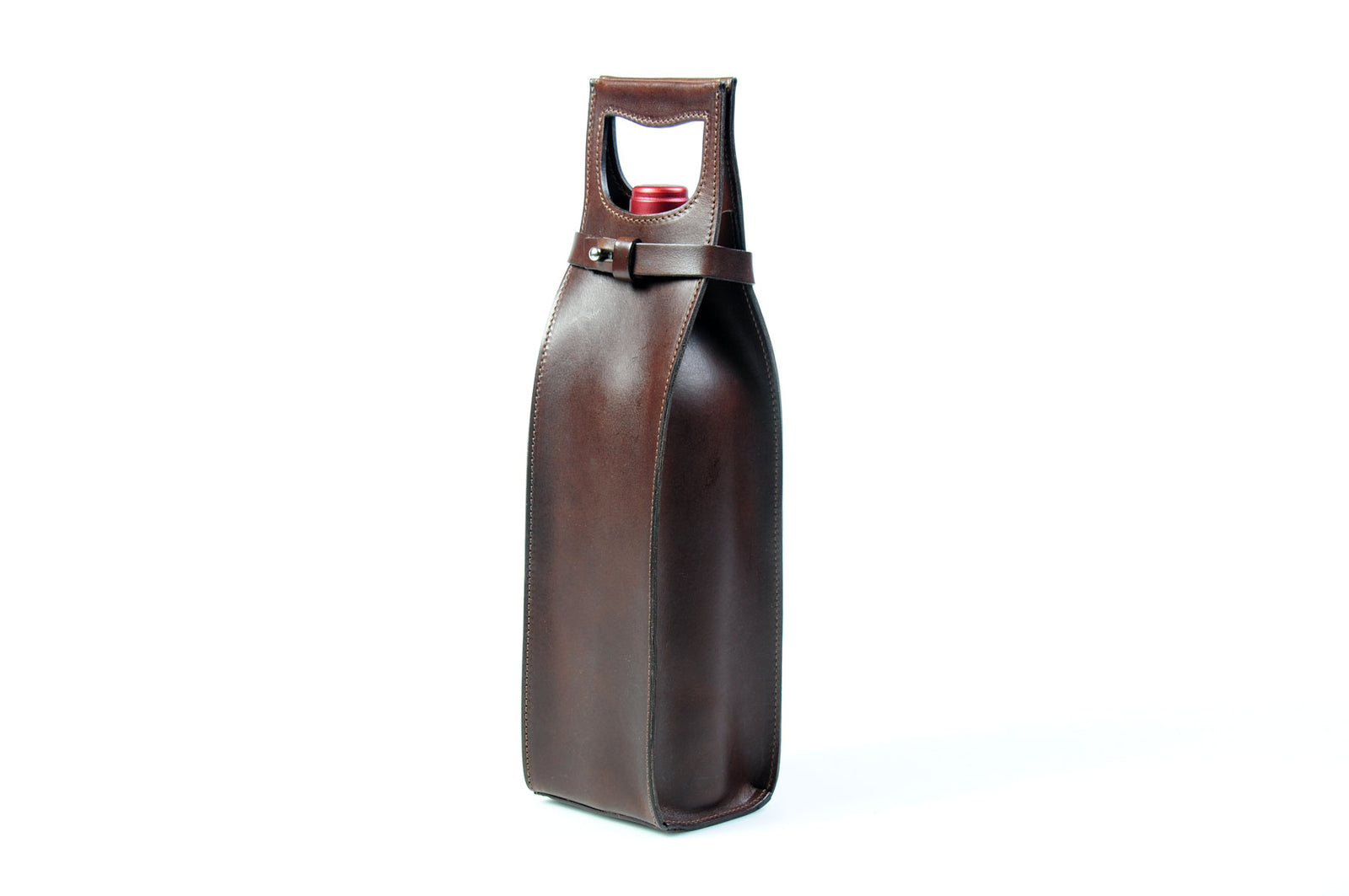 Italian Leather Wine Carrier - Vachetta Leathers - Walnut - Borlino