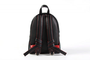 The Cortina Calf Leather Backpack - Onyx Black Lava Red Accents - Borlino