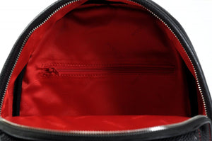 The Cortina Calf Leather Backpack - Onyx Black Lava Red Accents - Borlino
