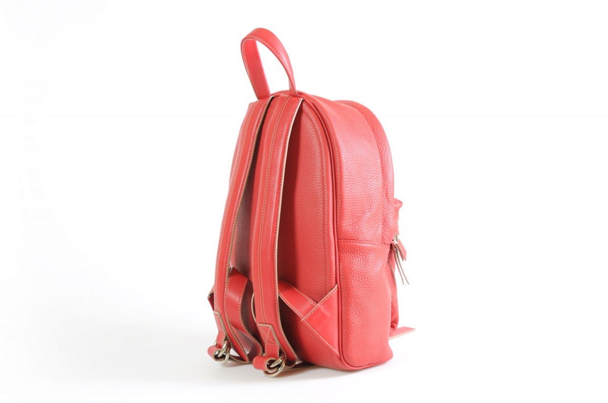 The Borlino Cortina Leather Backpack Borlino Cortina Black Travel Backpack Red Lava Accents Italy  main image 2