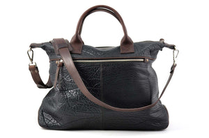 The Milano Buffalo Leather Duffle Bag - Onyx/Walnut - Borlino