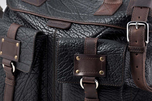 The Milano Buffalo Leather Duffle Bag - Onyx/Walnut - Borlino
