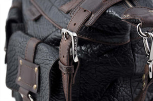 The Milano Buffalo Leather Duffle Bag - Onyx/Walnut - Borlino