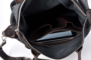 The Milano Buffalo Leather Duffle Bag - Onyx/Walnut - Borlino