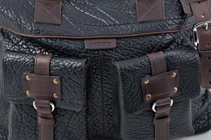 The Milano Buffalo Leather Duffle Bag - Onyx/Walnut - Borlino