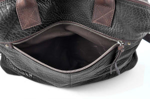 The Milano Buffalo Leather Duffle Bag - Onyx/Walnut - Borlino