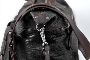 The Milano Buffalo Leather Duffle Bag - Onyx/Walnut - Borlino