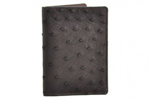 Leather Passport Cover - Ostrich Leather - Walnut Brown - Room for business cards and cash