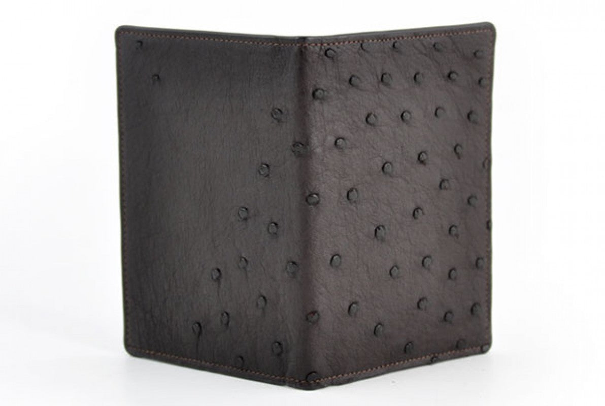 Leather Passport Wallet / Credit Card Case - Ostrich Leather - Walnut Brown - Borlino