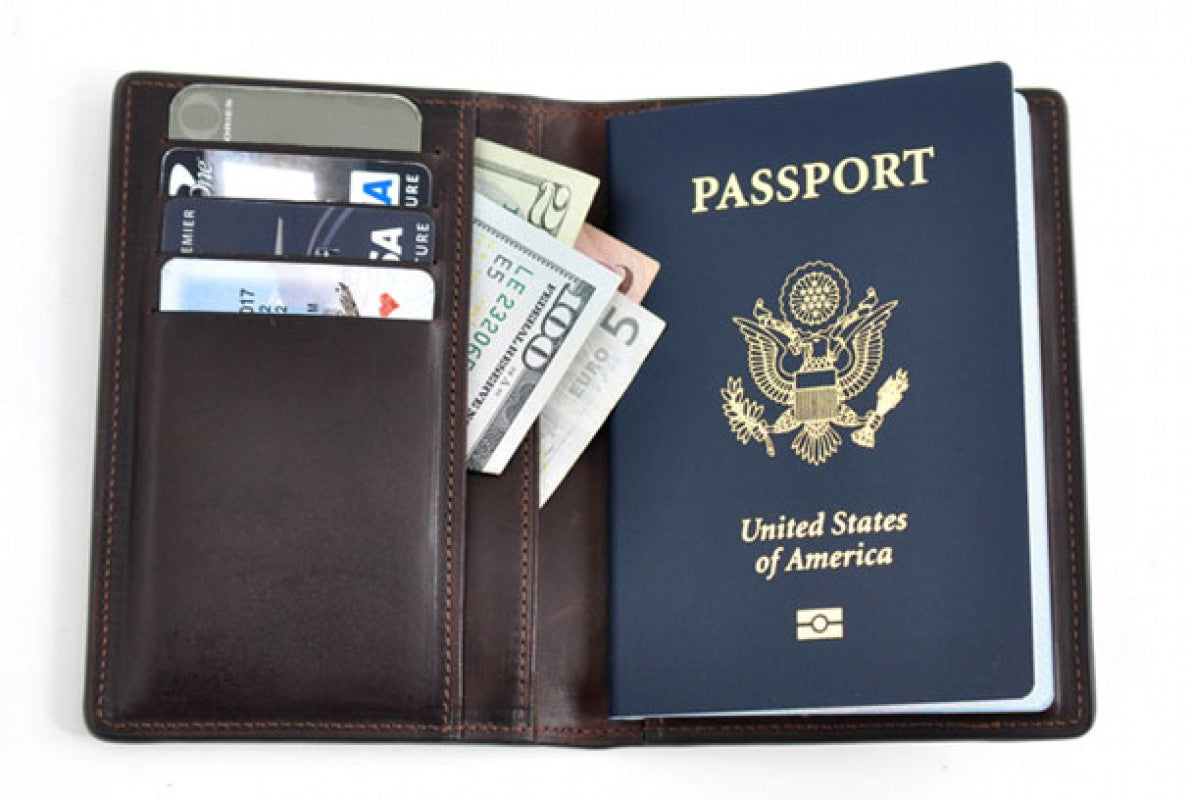 Ostrich Snake Leather Passport Case - Olive