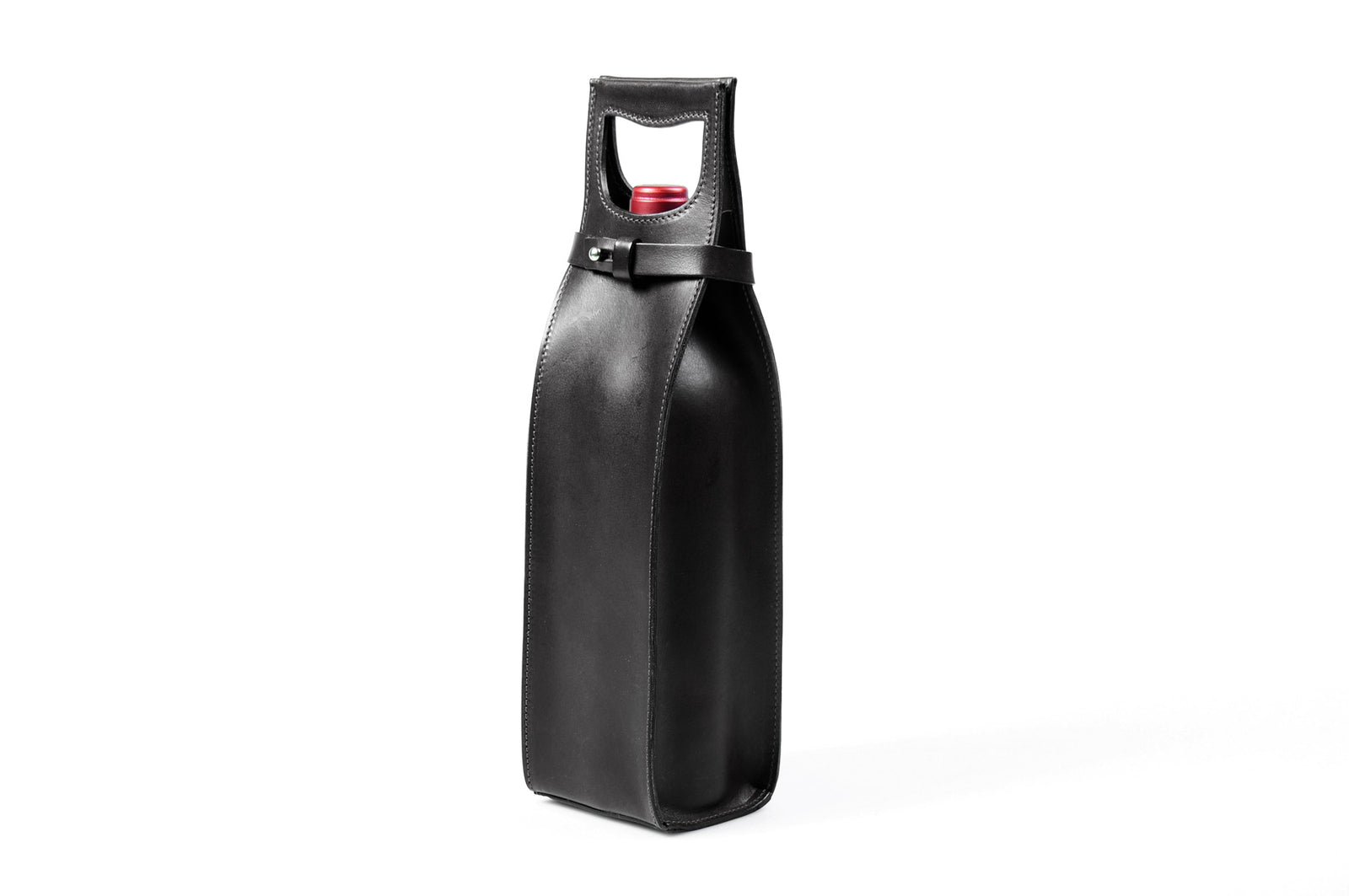 Italian Leather Wine Carrier - Vachetta Leathers - Onyx - Borlino