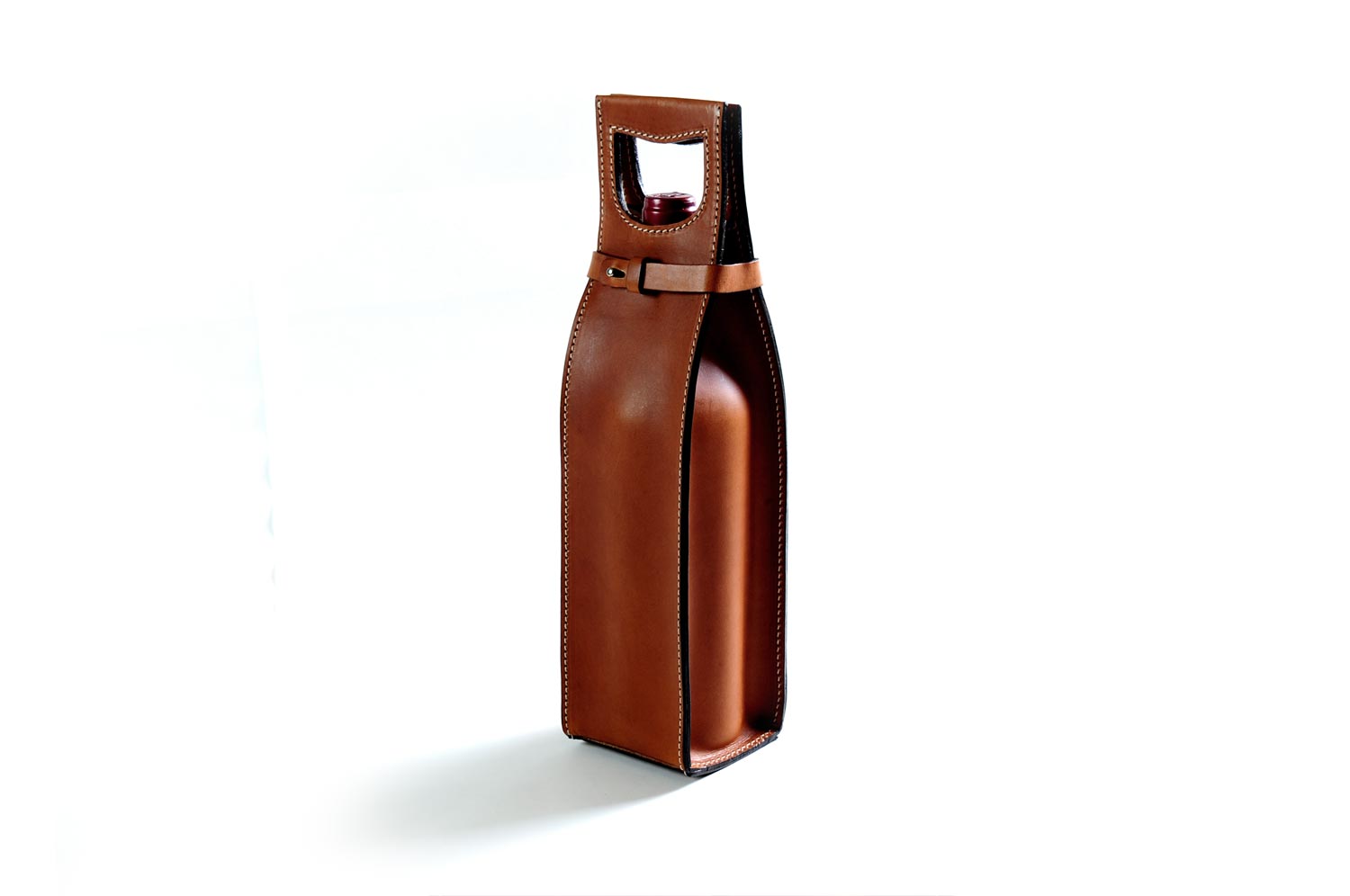 Italian Leather Wine Carrier - Vachetta Leathers - Terra - Borlino
