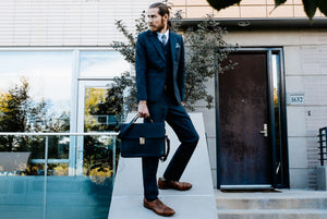 This Italian leather single-gusset, key-locking briefcase is made with perfection in every detail. Handmade in Italy by Borlino of the finest Italian vegetable-tanned leathers and metals. Walnut Brown Leathers.