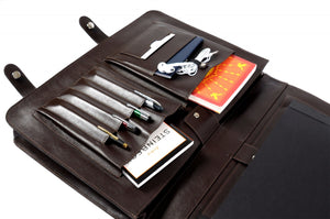 Leather Briefcase, Soft Leather, Borlino Briefolio, Executive Briefcase, Walnut Brown