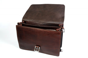 Leather Briefcase Handmade in Italy - This Classic briefcase is a double-gusset case designed for heavy loads. Guaranteed for life. 