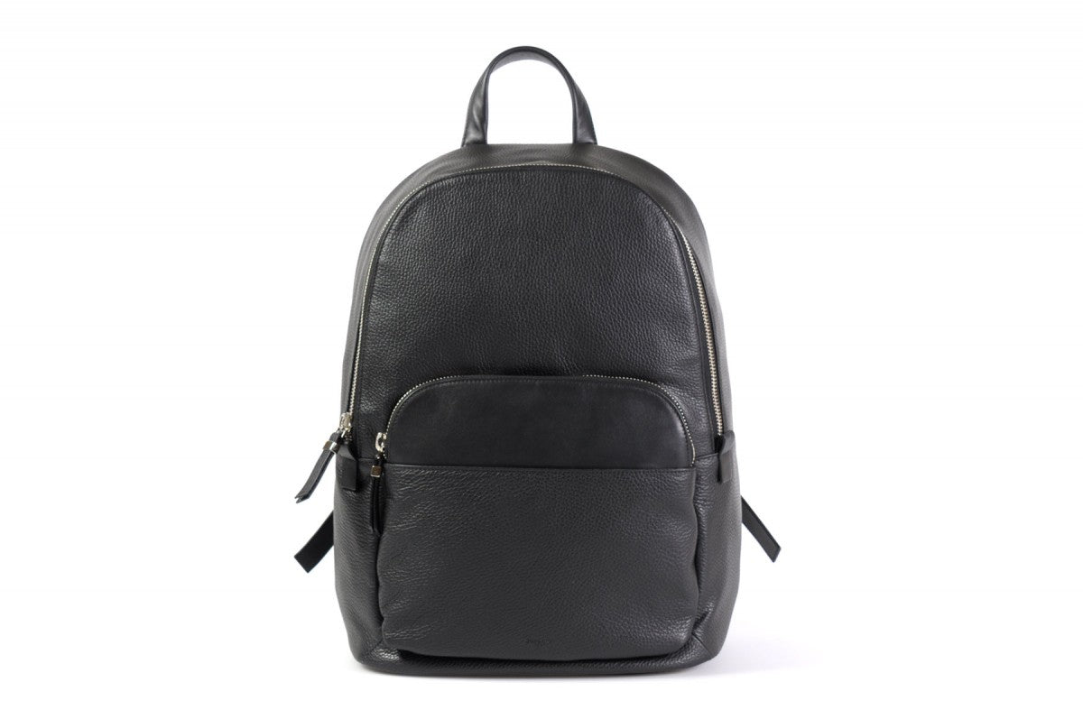 Leather Backpack - The Belluno - Black Pebble Calf Leather