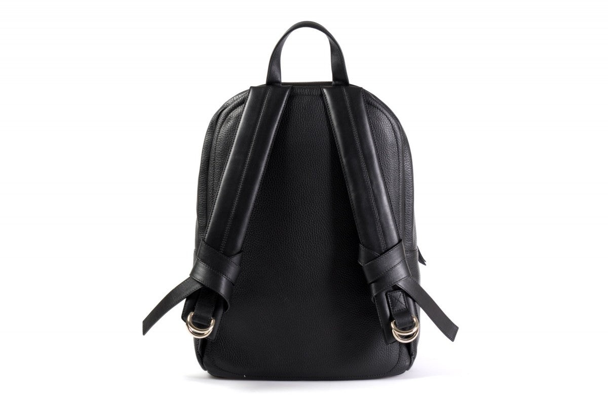 black calf leather backpack Leather Backpack - The Belluno - Black Pebble Calf Leather