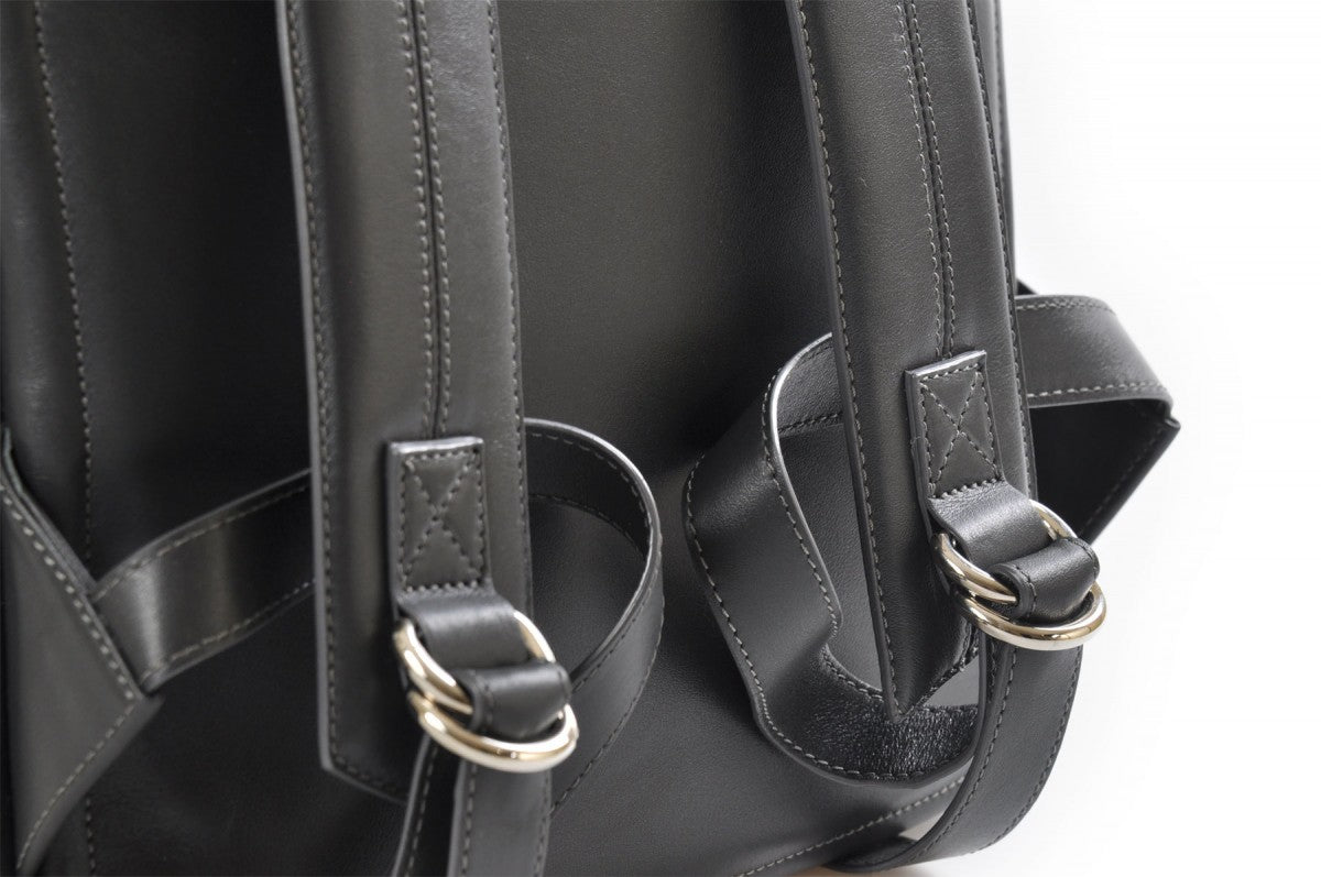 borlino leather backpack Leather Backpack - The Belluno - Shark Grey Calf Leather