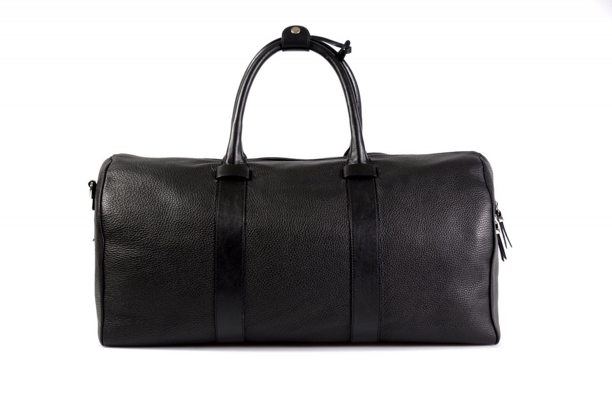 Leather Duffel - This lightweight hand-crafted leather duffel bag is constructed of the finest Italian soft calf leathers. It's perfect for weekend trips that securely fits in the plane overhead. Great for a short trip to the gym or country club as well. The spacious interior also has a secure zippered pocket.
