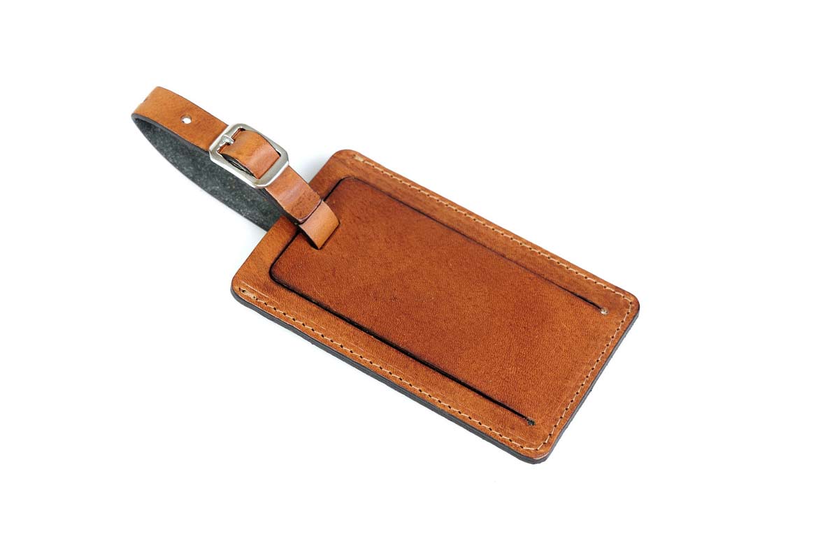 Engravable Luggage ID Tag, Natural Leather