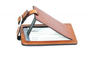 Terra Tan Leather Luggage Tag - Contemporary