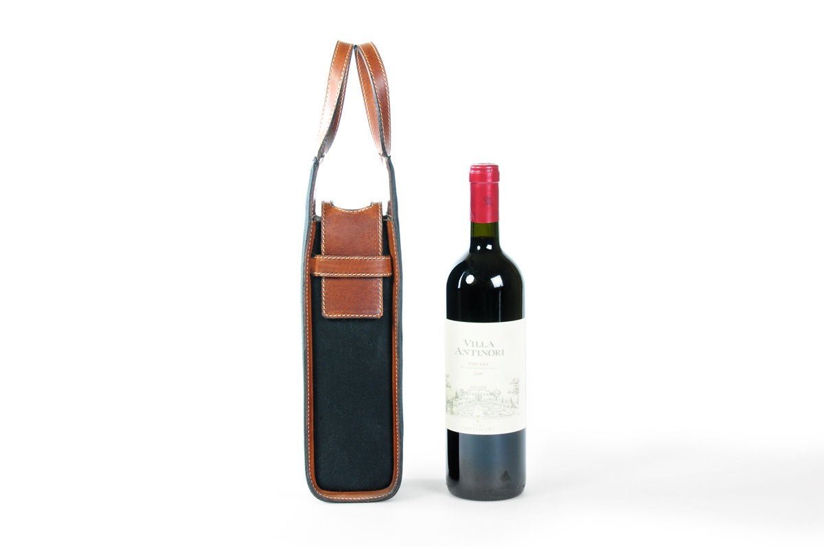 Italian Wine Case - Waxed Canvas and Leather - Onyx / Terra - Borlino