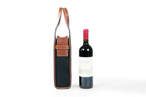 Italian Wine Case - Waxed Canvas and Leather - Onyx / Terra