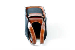 Italian Wine Case - Waxed Canvas and Leather - Onyx / Terra