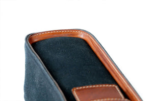 Italian Wine Case - Waxed Canvas and Leather - Onyx / Terra
